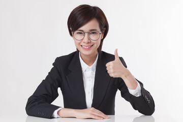 Young Asian short hair female model in formal dress which is good for business purpose