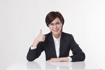 Young Asian short hair female model in formal dress which is good for business purpose