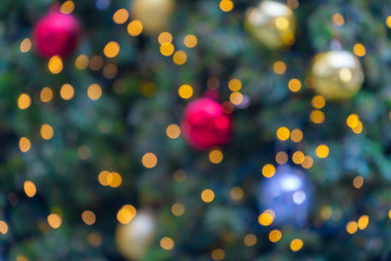 Beautiful colorful lights abstract bokeh blurred decoration for background, Concept celebration festive Christmas and Happy New Year