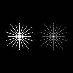 Sunburst Fireworks rays Radial ray Beam lines Sparkle Glaze Flare Starburst concentric radiance lines icon outline set white color vector illustration flat style image