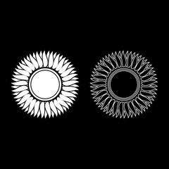 Sunflower flower Sun icon outline set white color vector illustration flat style image