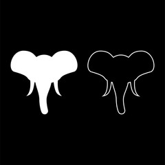 Head of elephant silhouette mascot front view African or Indian animal icon outline set white color vector illustration flat style image