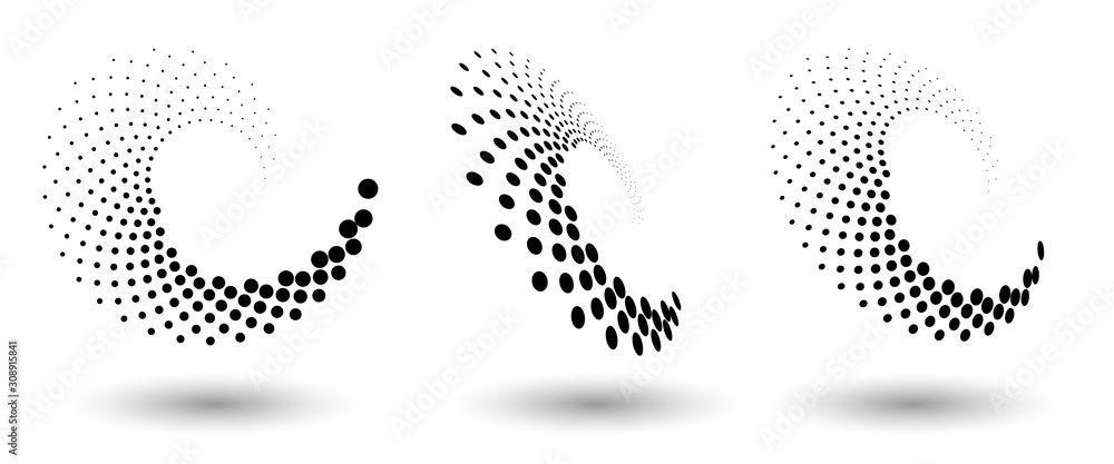Poster Halftone circle frame, abstract dots logo emblem design element for any project. Round border icon or backgroud.