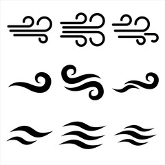 Wind set icon, logo isolated on white background