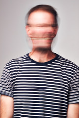 Concept Shot Of Man With Distorted Face Illustrating Mental Health Issues