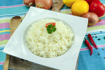 white rice on a plate