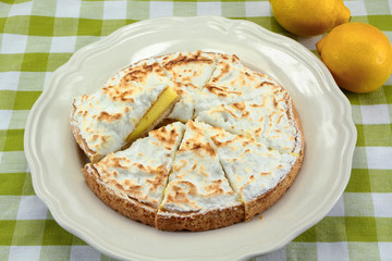 lemon meringue pie on a plate