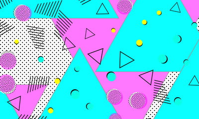 Deep Pink Childish Wallpaper. Baby Blue Geometric 