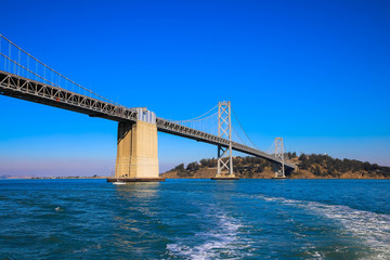Oakland Bay Bridge in San Francisco on sunny day 