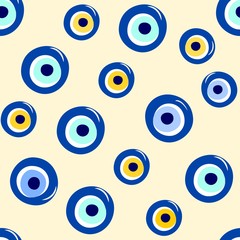 seamless pattern of Blue evil eye, vector drawing