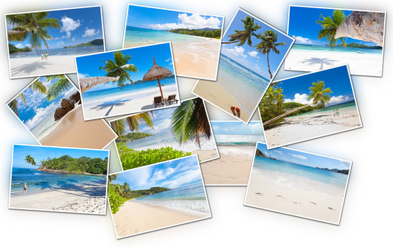 Seychelles Islands, collage of images with images of photos