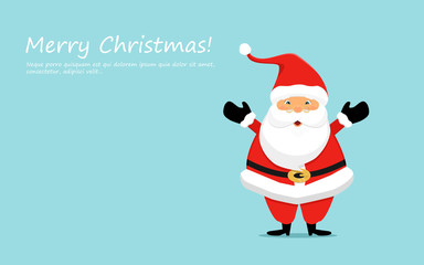 Isolated Santa Claus. Old man cartoon character in clauses suit. Flat design vector illustration.