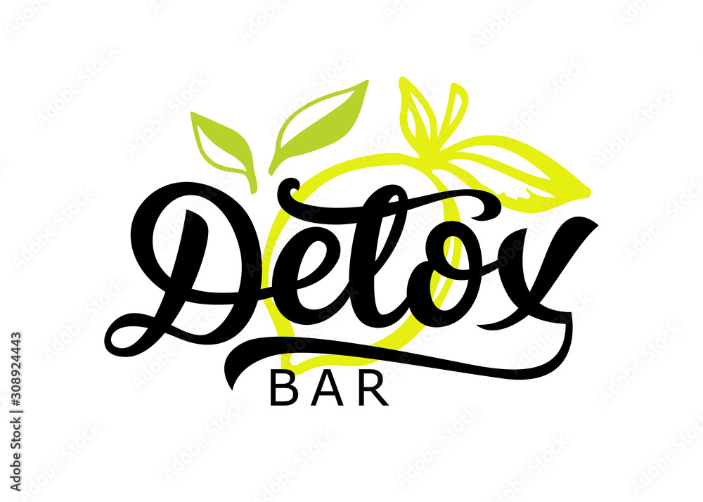 Wall mural detox bar vector logo badge, calligraphy logotype