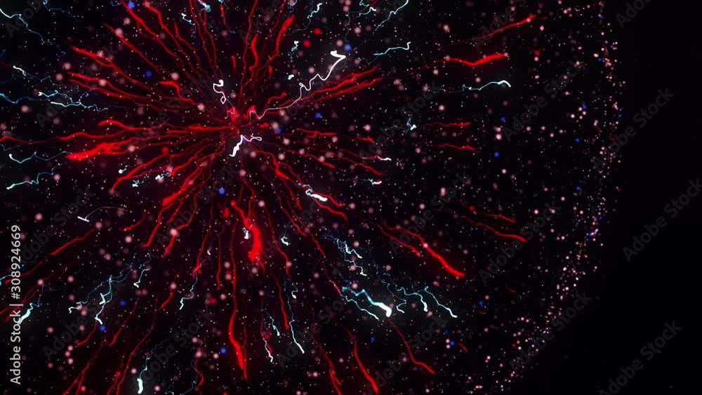 Poster beautiful star exploding and transforming into thousands of small objects and impulses icolated on b