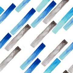 eamless watercolor pattern with, blue and gray diagonal stripes on a white background. May use for wrapping paper, textile print, wallpaper 