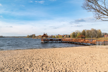 Fototapeta na wymiar Pier in Szczytno on Dlugie lake in Poland.