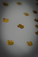 confetti with the number 50, birthday decoration, 50 birthdays