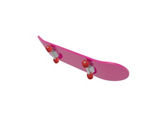 3d illustration of pink skateboard in background