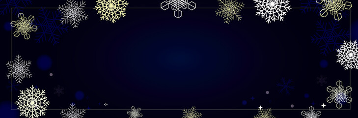 christmas background with snowflakes banner Merry Christmas and Happy New Year