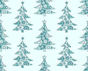 A Seamless background with New year tree.