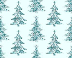 A Seamless background with New year tree.