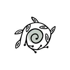 Single hand drawn herbal element. Doodle, simple outline illustration.