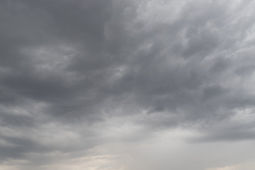Thick grey clouds on the sky.