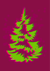 Weihnachtsbaum, Pinselstrich, farbenfroh