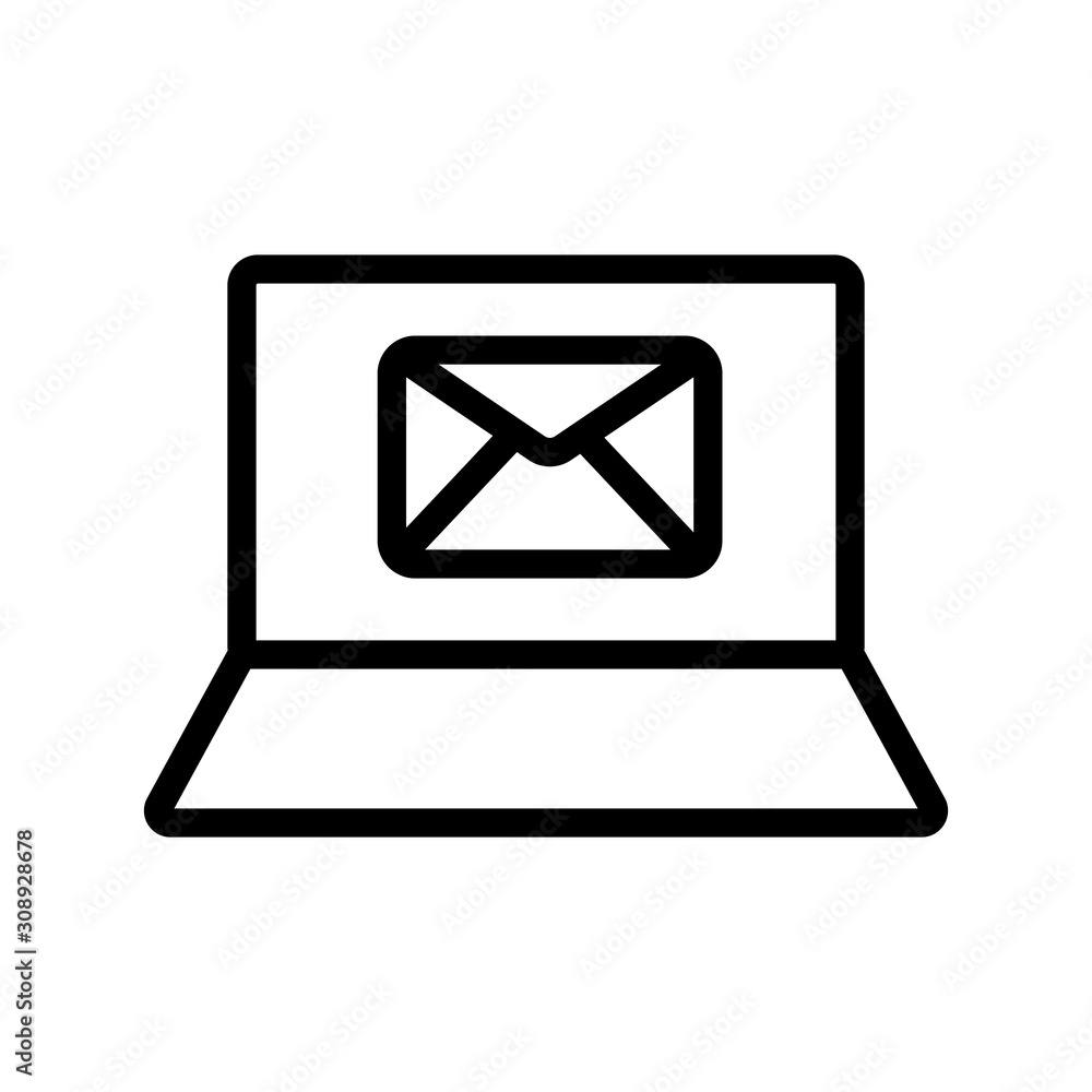 Poster computer message icon vector. a thin line sign. isolated contour symbol illustration