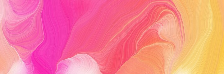 Fototapeta premium colorful horizontal banner. modern curvy waves background design with pale violet red, khaki and light salmon color