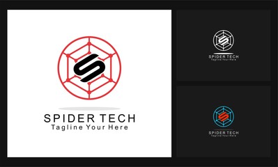 spider tech business concept design logo
