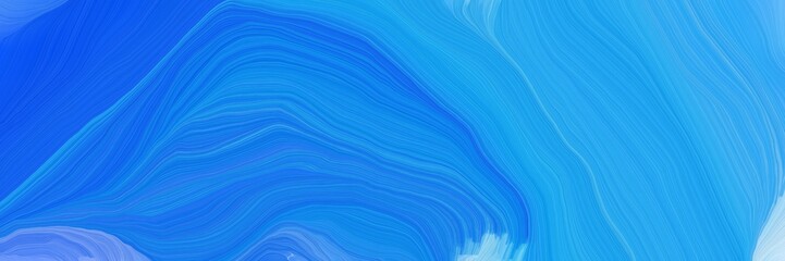 colorful horizontal banner. abstract waves design with dodger blue, strong blue and light blue color