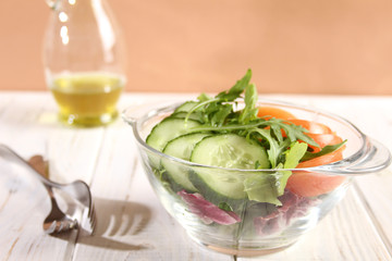 Salad Dressed with Olive Oil