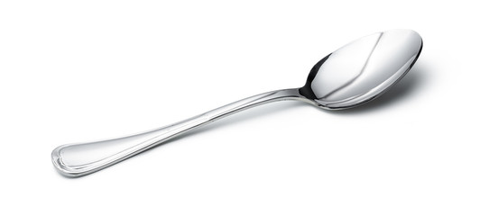 Silver shiny spoon isolated on white background