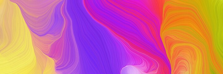 colorful horizontal banner. modern waves background illustration with dark orchid, bronze and pastel orange color