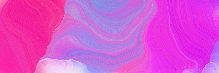 colorful horizontal banner. modern waves background design with neon fuchsia, orchid and thistle color