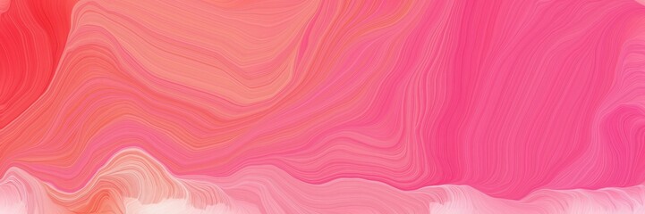 Fototapeta premium colorful horizontal banner. modern curvy waves background design with light coral, baby pink and pastel magenta color