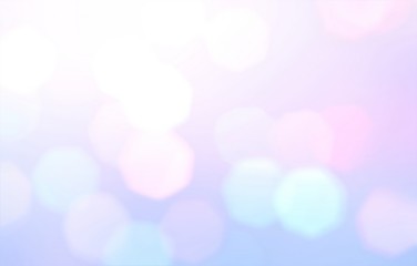 Bokeh pattern on light lilac blue pink gradient background. Holiday template decoration.