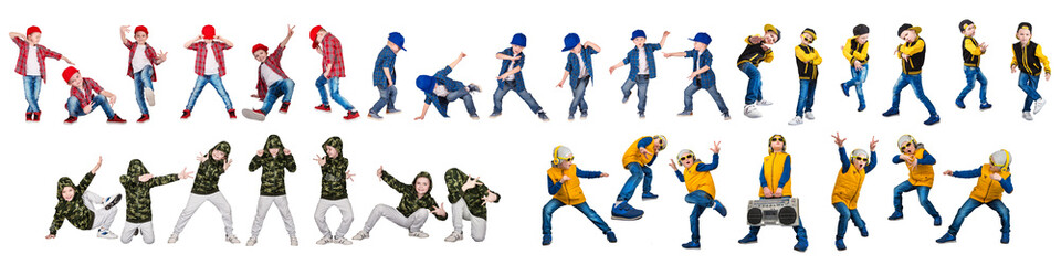 Fototapeta na wymiar The boys in the style of Hip-Hop . Children's fashion. 