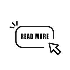 black thin line read more button. Vector sign