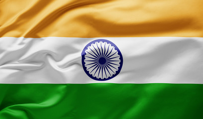 Waving national flag of India