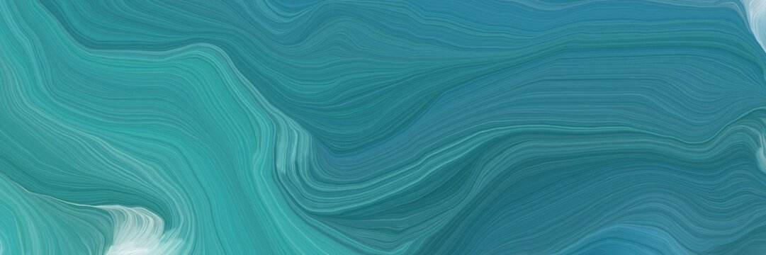 horizontal banner with waves. modern soft swirl waves background design with teal blue, cadet blue and pastel blue color © Eigens