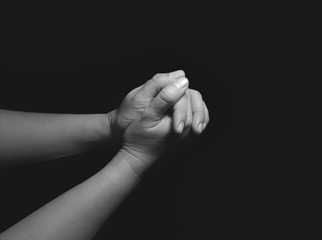 Praying Hands: holding hands in the dark