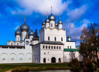 The view of The Resurection Church in Rostov Kremlin. Golden Ring, Russia.