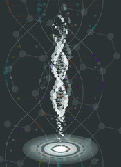 The concept of science and technology. Frame of the DNA molecule form a code on the grey background. structure of DNA.