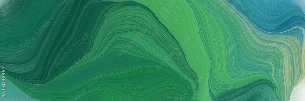 Poster horizontal banner with waves. elegant curvy swirl waves background design with sea green, ash gray a