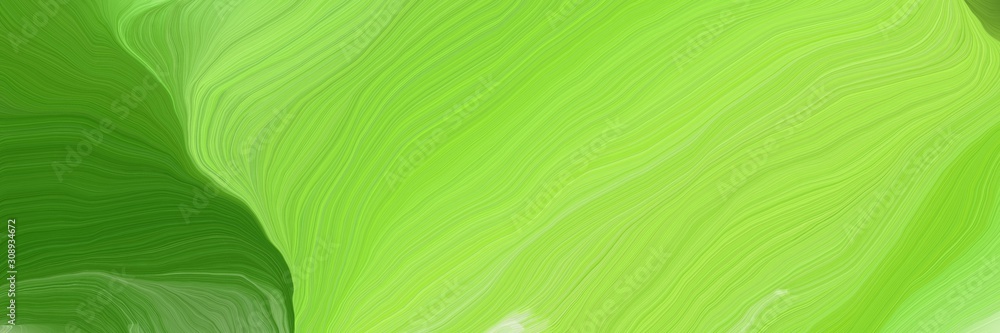 Poster dynamic horizontal banner. modern soft curvy waves background design with yellow green, forest green