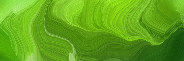 horizontal banner with waves. elegant curvy swirl waves background illustration with dark green, very dark green and light green color