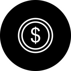 Black Circle Coin Icon With White Background