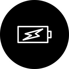 Black Circle Battery Charging Icon With White Background